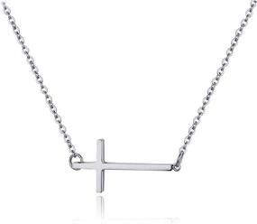 img 4 attached to 👸 Elegant Sideways Cross Necklace: 18k Gold Plated Stainless Steel Pendant for Women & Girls - Silver or Gold Color, 18 Inches with Gift Box from Ghome