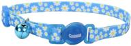 🐱 stylish and safe: coastal pet fashion cat collar with breakaway buckle, adjustable 8-12 inches, daisy blue with bell logo