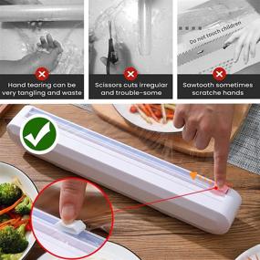 img 2 attached to 🍽️ Convenient Plastic Wrap Dispenser with Cutter for Kitchen - Refillable, Adjustable, No Plastic Wrap