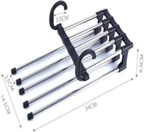 img 1 attached to 👖 Revolutionary Foldable Telescopic Multifunctional Pants Rack: Magic Changeable Hanger for Effortless Closet Storage (Black)