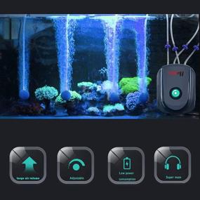 img 1 attached to 🐠 Huijukon Quiet High Efficiency Aquarium Air Pump Fish Tank Oxygen Pump 2 Outlets, 2 Air Stones, 2 Airline Tubing - Ultra Quiet & Adjustable