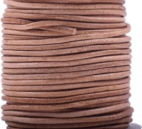 img 4 attached to KONMAY Genuine Jewelry Leather Cord - 1 Skein, 25 Yards, 2.0mm Natural Color Soft Round Leather Cord