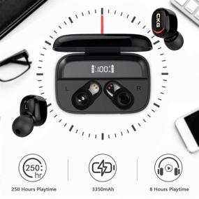 img 3 attached to 🎧 CKG Wireless Earbuds with Power Bank - Bluetooth 5.0 Headphones with Microphone, LED Display, 3350mAh Charging Case - 250H Playtime, Touch Control, Mono & Stereo Modes, USB-C Charging