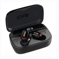 🎧 ckg wireless earbuds with power bank - bluetooth 5.0 headphones with microphone, led display, 3350mah charging case - 250h playtime, touch control, mono & stereo modes, usb-c charging logo