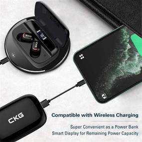 img 2 attached to 🎧 CKG Wireless Earbuds with Power Bank - Bluetooth 5.0 Headphones with Microphone, LED Display, 3350mAh Charging Case - 250H Playtime, Touch Control, Mono & Stereo Modes, USB-C Charging