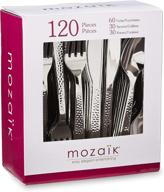 🍴 120-piece mozaik premium plastic hammered stainless steel coated assorted cutlery set logo