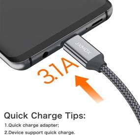 img 2 attached to Кабель USB Type C, быстрая зарядка USB A к USB C зарядное устройство (2 шт. по 3,3 фута) Плетеный зарядный кабель, совместимый с Samsung Galaxy S10 S9 S8 Plus, Note 9 8, A11 A20 A51, LG G6 G7 V30 V35, Moto Z2 Z3 - серый.