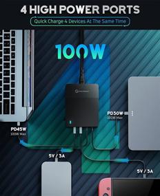 img 2 attached to 🔌 UtechSmart USB C Charger: 100W 4-Port Desktop Type C Charging Station with USB C PD Power and QC 3.0 USB A Ports – Ideal for MacBook Pro/Air, iPad, iPhone, Galaxy, Laptop and More