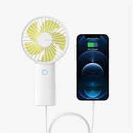 🌬️ 5000mah battery operated personal handheld fan: the perfect portable fan with power bank function for office, travel, camping, eyelash, makeup, and outdoor use - white logo