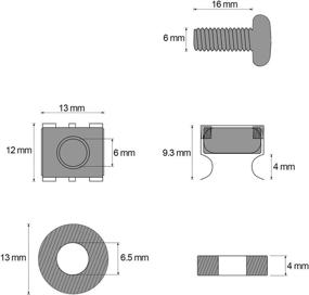 img 1 attached to 🔩 Dafuny 20-Pack M6 x 16mm Rack Mount Cage Screws and Nuts for Server Cabinets (20pcs): High-Quality Rack Mount Screws and Square Insert Nuts