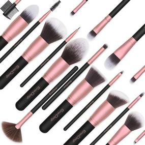 img 3 attached to EmaxDesign 18-Piece Professional Makeup Brush Set - Premium Synthetic Brushes for Foundation, Blush, Concealer, Blending, Powder, Liquid, Cream, Face, and Eyeshadow - Rose Golden