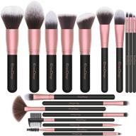 emaxdesign 18-piece professional makeup brush set - premium synthetic brushes for foundation, blush, concealer, blending, powder, liquid, cream, face, and eyeshadow - rose golden logo