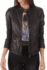 img 4 attached to Womens Leather Jacket Motorcycle Lambskin Women's Clothing