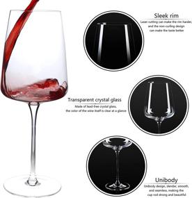 img 2 attached to Classic Crystal Wine Glass Set of 4 - Elegant Hand-Blown Square White or Red Wine 🍷 Glasses - Perfect Wedding, Birthday, Anniversary Gift - Versatile for Kitchen, Restaurants, Home Bar - 20 OZ, Clear