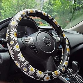 img 3 attached to 🌼 Rayauto Daisy Flower Pattern Synthetic Leather Automotive Steering Wheel Cover Grip 15-inch (Daisy) - Enhanced SEO