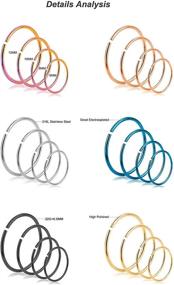 img 1 attached to 👃 REVOLIA Stainless Steel Nose Rings Hoop Cartilage Ear Septum Piercings - 24 Pcs, 18-22G, 316L, 6-12mm