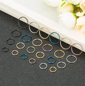 img 3 attached to 👃 REVOLIA Stainless Steel Nose Rings Hoop Cartilage Ear Septum Piercings - 24 Pcs, 18-22G, 316L, 6-12mm