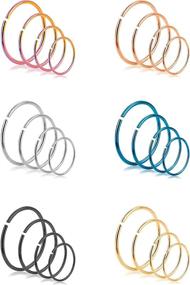 img 4 attached to 👃 REVOLIA Stainless Steel Nose Rings Hoop Cartilage Ear Septum Piercings - 24 Pcs, 18-22G, 316L, 6-12mm