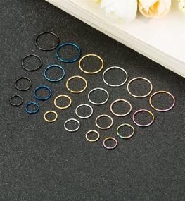 img 2 attached to 👃 REVOLIA Stainless Steel Nose Rings Hoop Cartilage Ear Septum Piercings - 24 Pcs, 18-22G, 316L, 6-12mm