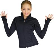 🧥 chloenoel jt92 adult black raglan sleeves figure skating jacket - fitted with pockets & thumb holes logo