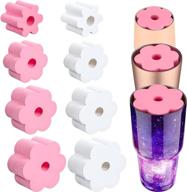 🔸 cup turner foam inserts for tumblers bottles cups - 8 piece set 2.44/ 2.83/ 3.18/ 3.74 inch diameter accessories (white, pink) logo