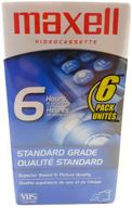 📼 maxell standard grade std t-120 vhs videotape pack of 6 logo