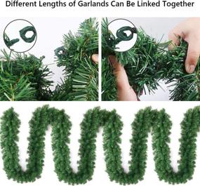img 2 attached to 🎄 10-Foot Pre-lit Christmas Garland with 50 LED Lights - Battery Operated String Light with Timer - Waterproof Outdoor Christmas Decor for Stairs, Railing, Mantle, Fireplace, and Front Porch - 10 Ft Length