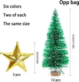 img 3 attached to 🎄 Set of 14 Mini Artificial Christmas Trees - Plastic Sisal Trees with Snow Frost Ornaments, Bottle Brush Trees with Wood Base for Winter Party Home Room Christmas Decoration