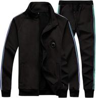 aotorr men's athletic running tracksuit set: ultimate comfort for casual jogging and full-zip sweat suit logo