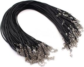 img 2 attached to 📿 High-Quality 17" Black Imitation Leather Necklaces - Pack of 100 by CleverDelights