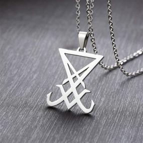 img 1 attached to XUANPAI Unisex Stainless Steel Church of Satan Satanic Leviathan Cross Pendant Necklace: Religious Jewelry