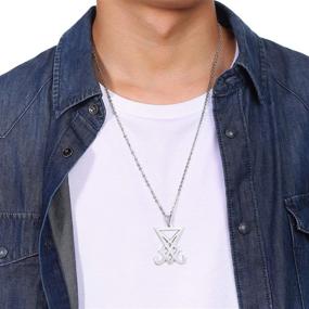 img 2 attached to XUANPAI Unisex Stainless Steel Church of Satan Satanic Leviathan Cross Pendant Necklace: Religious Jewelry