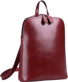img 4 attached to Womens Leather Backpack Daypack Brown R Backpacks for Casual Daypacks