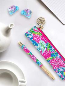 img 1 attached to 🖋️ Lilly Pulitzer Black Ink Metal Ballpoint Pen: Stylish Bunny Business with Leatherette Storage Zip Pouch