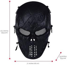 img 2 attached to 🎭 Airsoft Skull Masks Full Face: Scary Halloween Ghost Tactical Mask Skeleton with Metal Mesh Eye Protection - Perfect for BB Cs War Game, Shooting, Masquerade, Cosplay, Movie Props & Party- Horror Zombie Mask