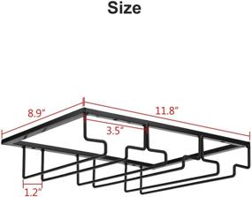 img 1 attached to MorNon Винный держатель для бокалов - подвесная подставка для бокалов под шкаф для хранения в баре и кухне, 3 ряда, черный.