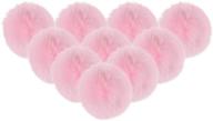 🐰 10pcs 2.75inch pink artificial rabbit fur pom pom ball - handbag pendant, key ring, hat decoration - bluecell logo