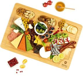 img 4 attached to 🧀 Deluxe Extra Large Bamboo Cheese Board and Charcuterie Serving Tray with Convenient Compartments and Juice Groove - Perfect for Cheese, Meat, and Fruit (12"x18")