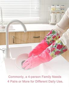 img 1 attached to 🧤 LENEYIZIE Dishwashing Gloves - Latex Free, Long Cuff, Pink, 1 Pair, Large