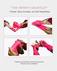 img 2 attached to 🧤 LENEYIZIE Dishwashing Gloves - Latex Free, Long Cuff, Pink, 1 Pair, Large