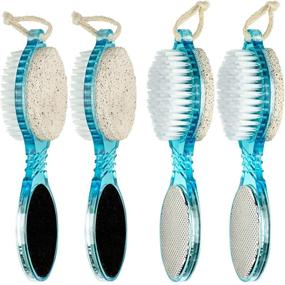 img 1 attached to 👣 Enhance Your Pedicure Routine with DecorRack (4 in 1) Pedicure Paddle Kit Tool - Foot Cleaning Brush, Pumice Stone, Metal File and Emery Board, Blue (2 Pack)