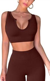 img 2 attached to 🔥 FAFOFA Ribbed Seamless Crop Tank & High Waist Leggings Set: Stylish Workout Outfits for Women