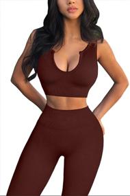 img 1 attached to 🔥 FAFOFA Ribbed Seamless Crop Tank & High Waist Leggings Set: Stylish Workout Outfits for Women