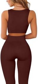 img 3 attached to 🔥 FAFOFA Ribbed Seamless Crop Tank & High Waist Leggings Set: Stylish Workout Outfits for Women