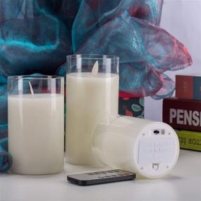 img 2 attached to Enhance Your Décor with Aku Tonpa Flameless LED Glass Candle Set - Battery Operated Flickering Pillar Candles with Remote Control Timer