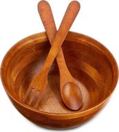 wooden salad bowl serving set logo