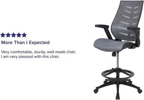 img 1 attached to 🪑 Optimized for SEO: Flash Furniture High Back Dark Gray Mesh Spine-Back Ergonomic Drafting Chair with Adjustable Foot Ring and Flip-Up Arms