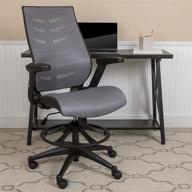 🪑 optimized for seo: flash furniture high back dark gray mesh spine-back ergonomic drafting chair with adjustable foot ring and flip-up arms logo