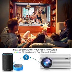 img 1 attached to 📽️ BIGASUO [2021 Upgrade] HD Bluetooth Projector with Built-in DVD Player: Portable Outdoor Movie Projector - 1080P Supported, TV/HDMI/VGA/AV/USB/TF SD Card Compatible