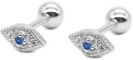 925 sterling silver small cz stud earrings for women & girls | blue evil eye design | mini & dainty hypoallergenic screw back studs | ideal for cartilage, tragus, and birthday gifts logo